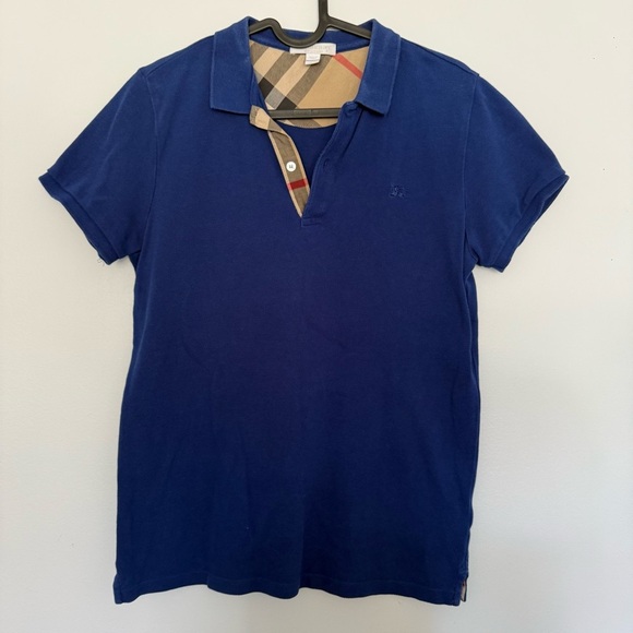 Burberry Blue Polo Shirt Classic Design - Picture 1 of 13
